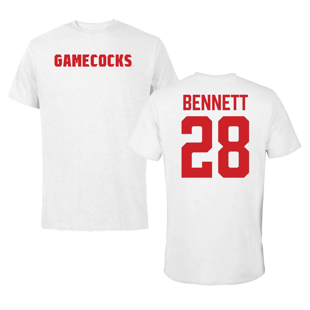 Jacksonville State University Football White Performance Tee - #28 Reggion Bennett