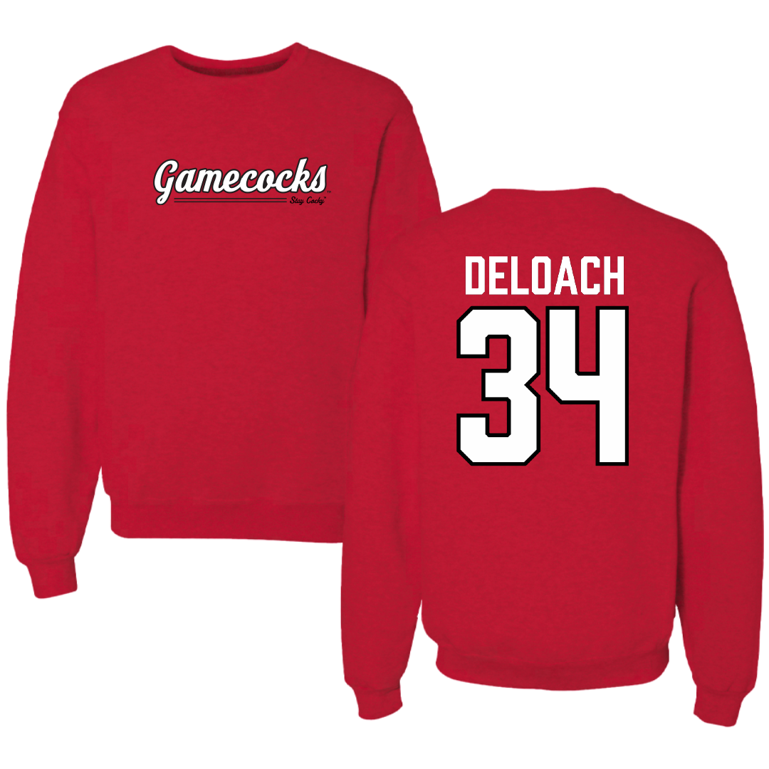 Jacksonville State University Football Red General Crewneck - #34 Dajwon DeLoach