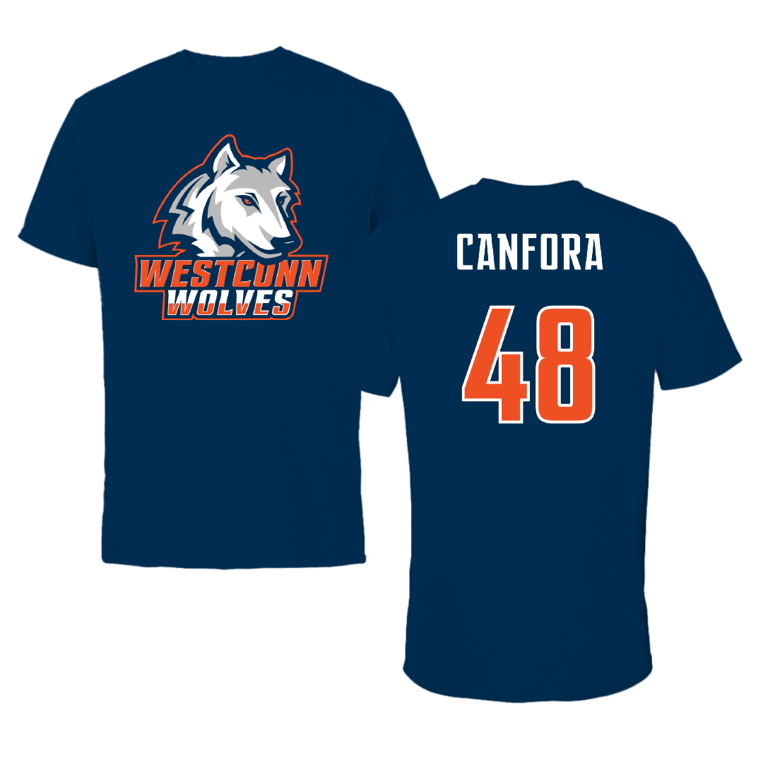 Western Connecticut State University Lacrosse Navy Wolves Performance Tee - #48 Chase Canfora