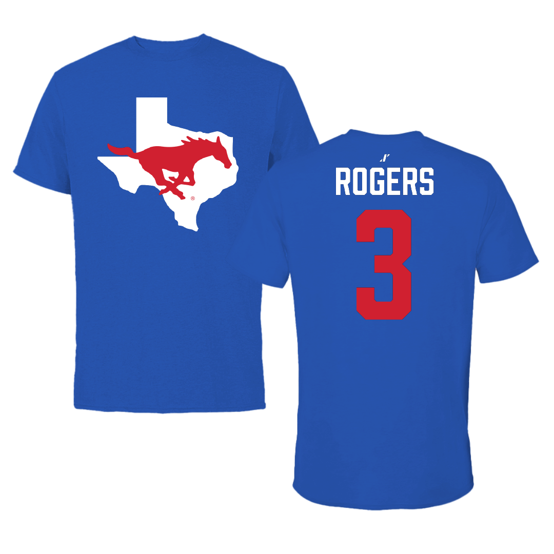 Southern Methodist University Volleyball Blue State Performance Tee - #3 Kennedi Rogers