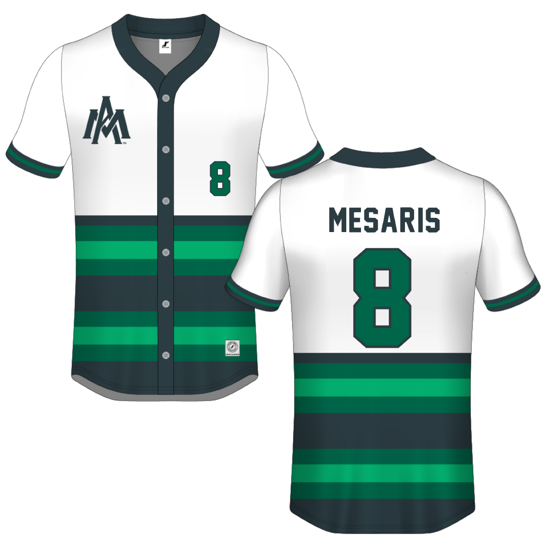 University of Arkansas-Monticello White Button-Down Jersey - #8 Ryan Mesaris