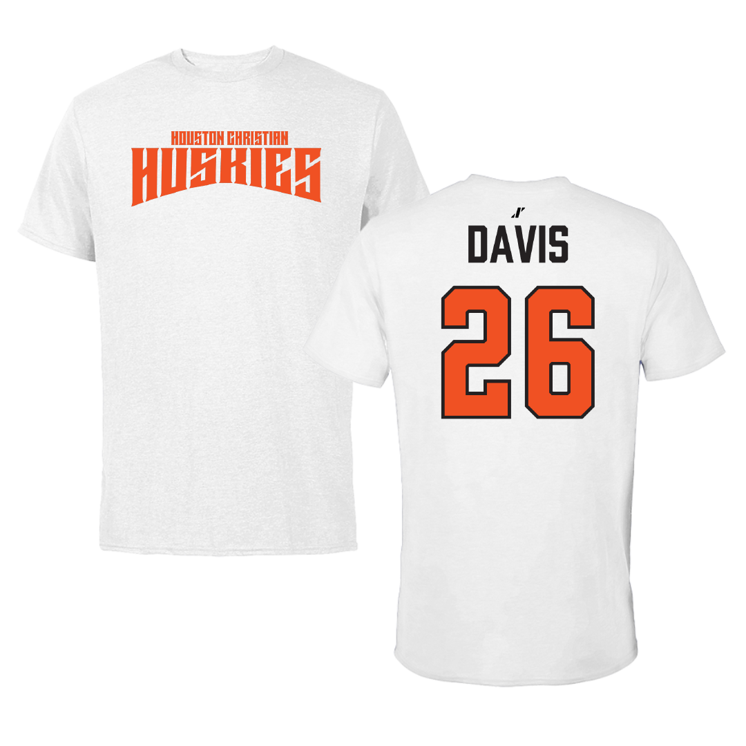 Houston Christian University Baseball White Classic Tee - #26 Chase Davis