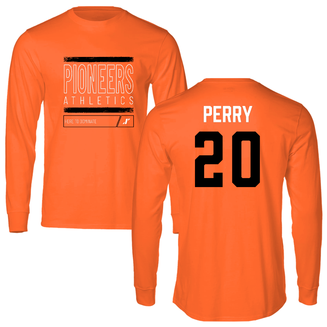 Tusculum University Football Orange Dominate Performance Long Sleeve - #20 Ike Perry