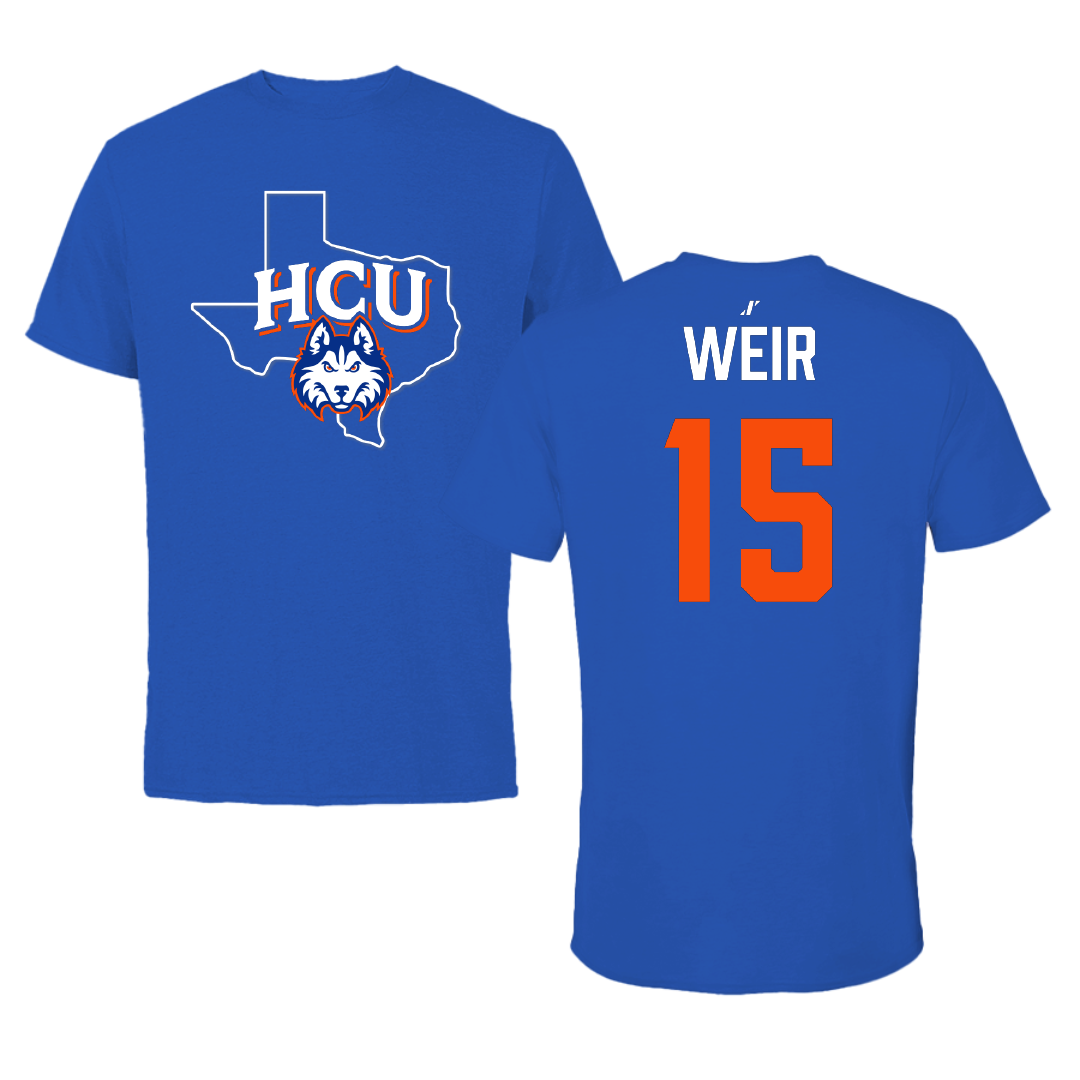 Houston Christian University Football Blue State Tee - #15 Jake Weir