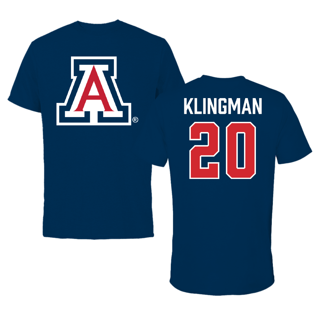 University of Arizona Lacrosse (M) Navy Performance Tee - #20 Drew Klingman