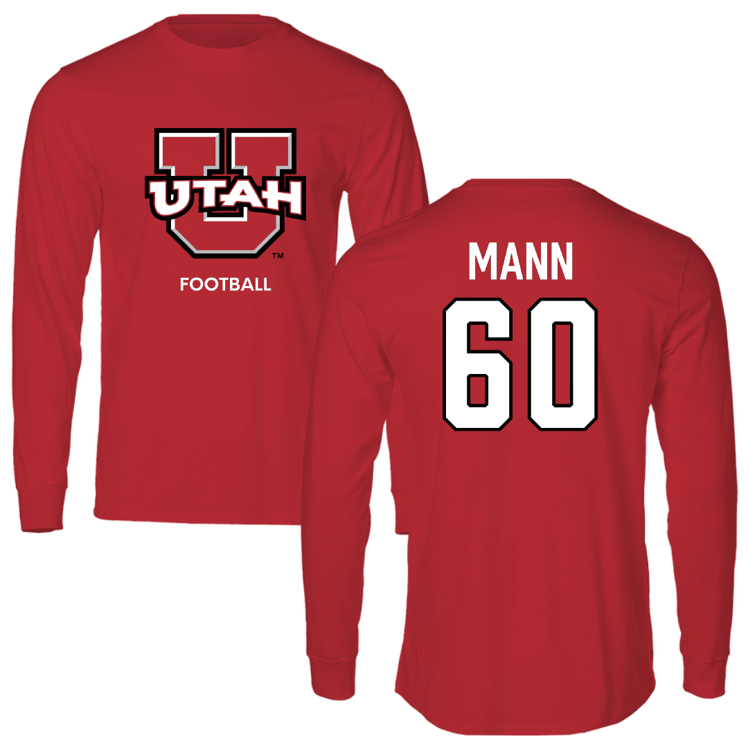 University of Utah Football Red Utes Performance Long Sleeve - #60 Shintaro Mann