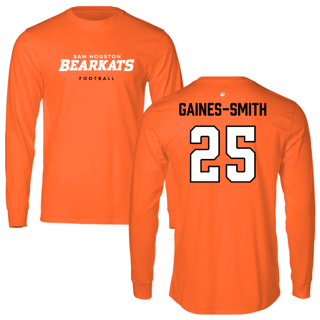 Sam Houston State University Football Orange Performance Long Sleeve - #25 Ah'Marion Gaines-Smith