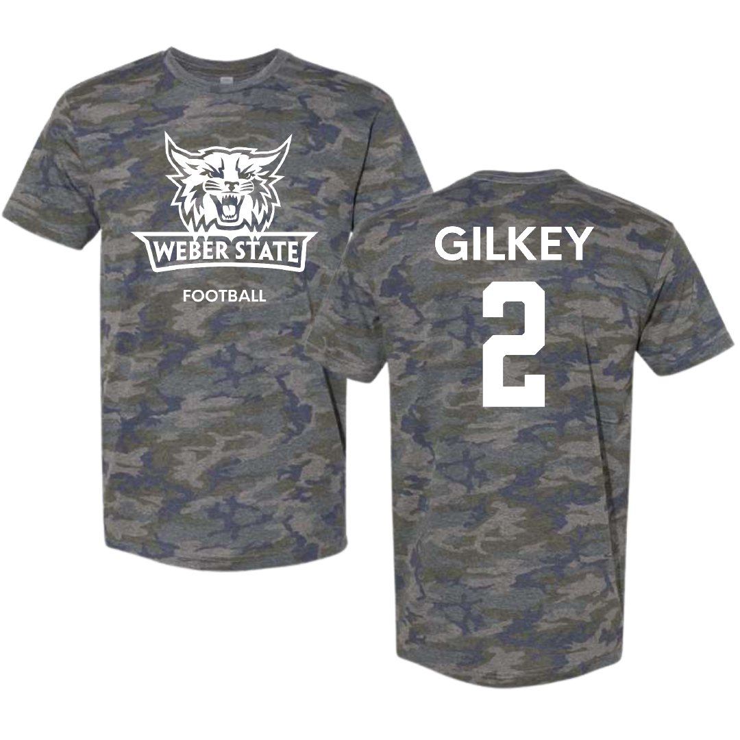 Weber State University Football Vintage Camo Tee - #2 Jackson Gilkey