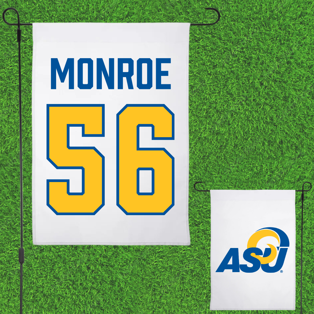 Angelo State University Football White Garden Flag - #56 Brandon Monroe