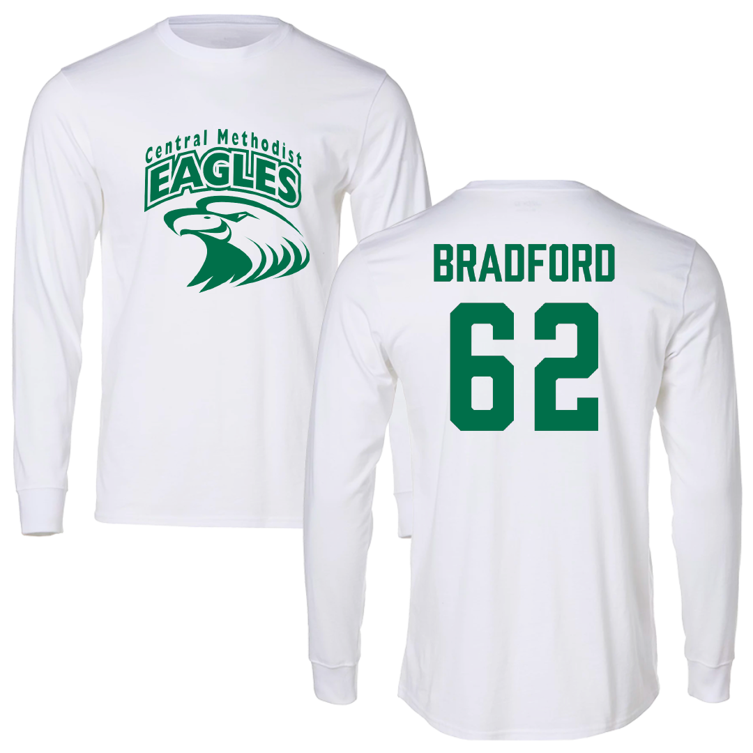 Central Methodist University Football White Performance Long Sleeve - #62 Denez Bradford