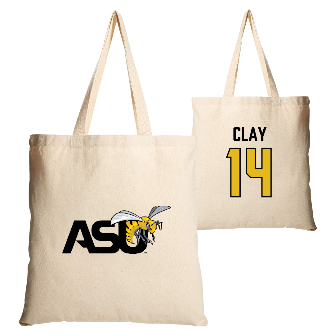 Alabama State University Volleyball Tan Canvas Tote Bag - #14 Kamrynn Clay