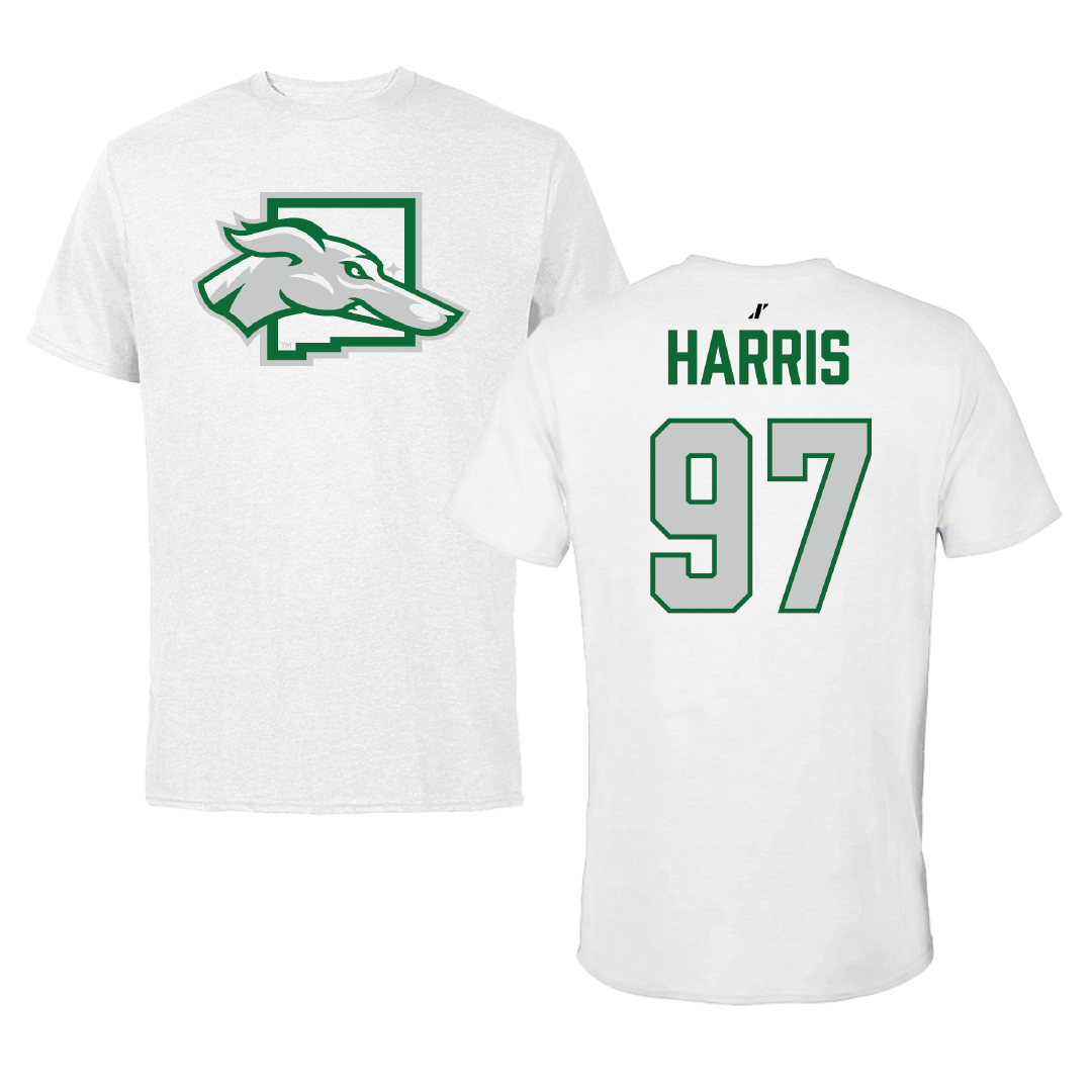 Eastern New Mexico University Football White Performance Tee - #97 Mehki Harris