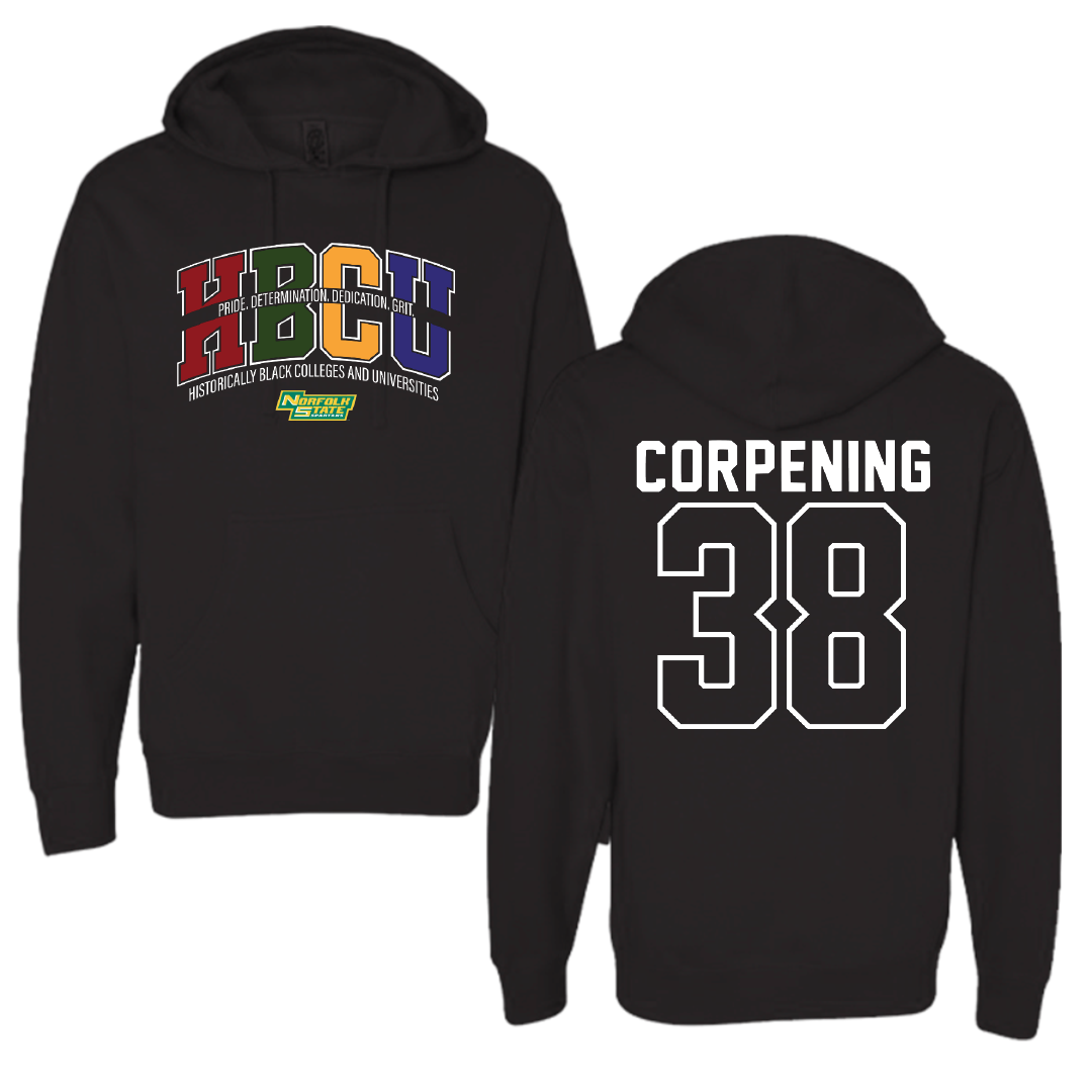 Norfolk State University Football Black HBCU Hoodie - #38 Davion Corpening