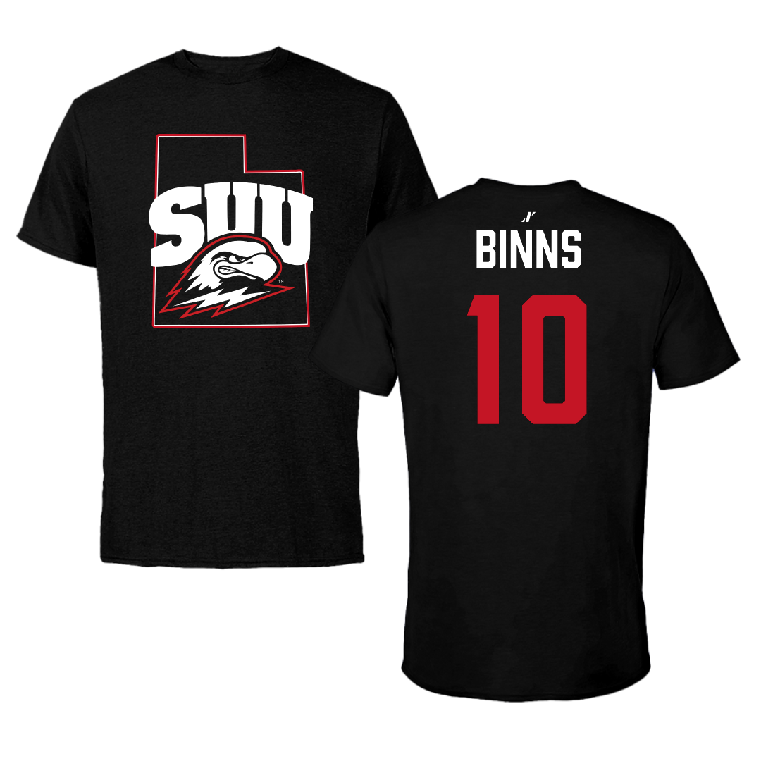 Southern Utah University Basketball (M) Black State Tee - #10 Langston Binns
