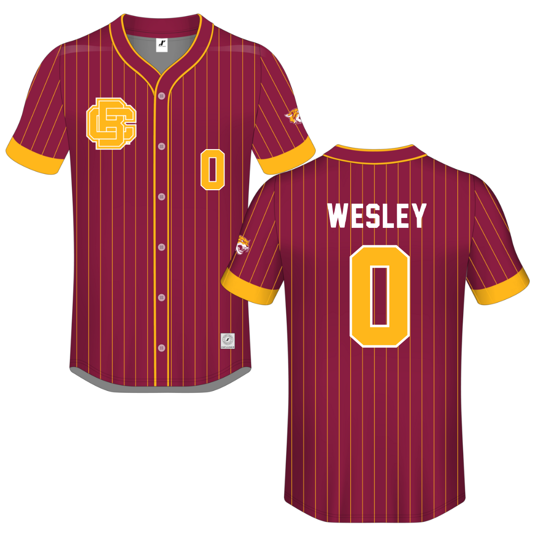 Bethune-Cookman University Red Button-Down Jersey - #0 Mika Wesley