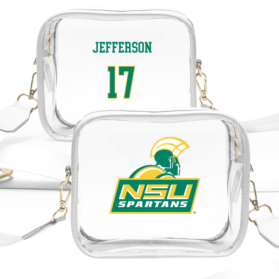 Norfolk State University Baseball White Clear Stadium Bag - #17 Emmett Jefferson