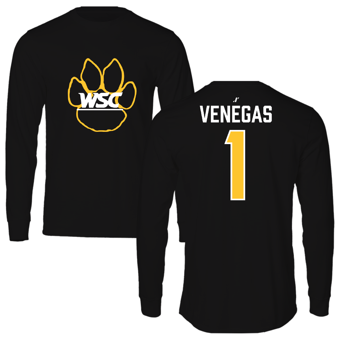 Wayne State College (Nebraska) Rugby Black Performance Long Sleeve - #1 Aaron Venegas
