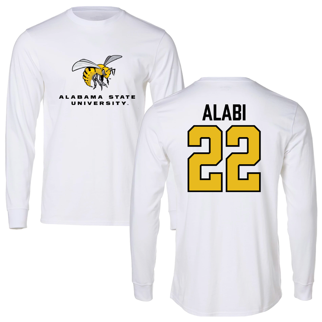 Alabama State University Basketball White Block Long Sleeve - #22 Kevin Alabi