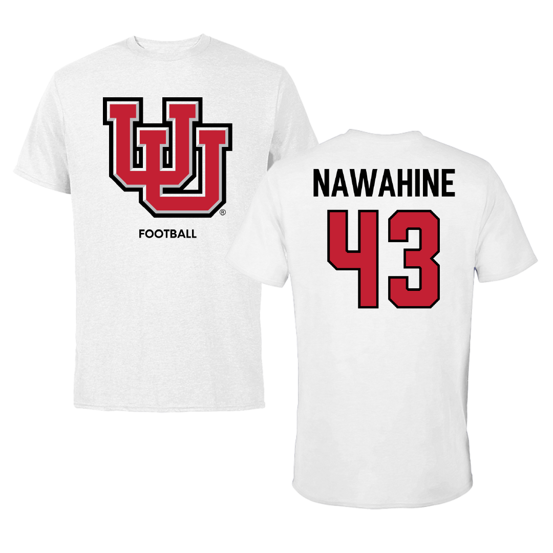 University of Utah Football White Performance Tee - #43 Gavin Nawahine