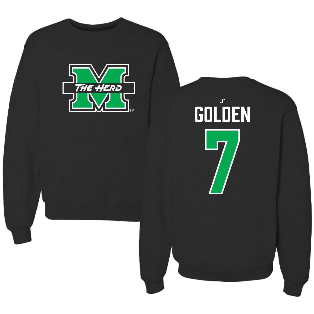 Marshall University Baseball Black Crewneck - #7 Jackson Golden