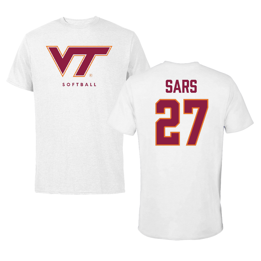 Virginia Tech Softball White Tee - #27 Abbie Sars