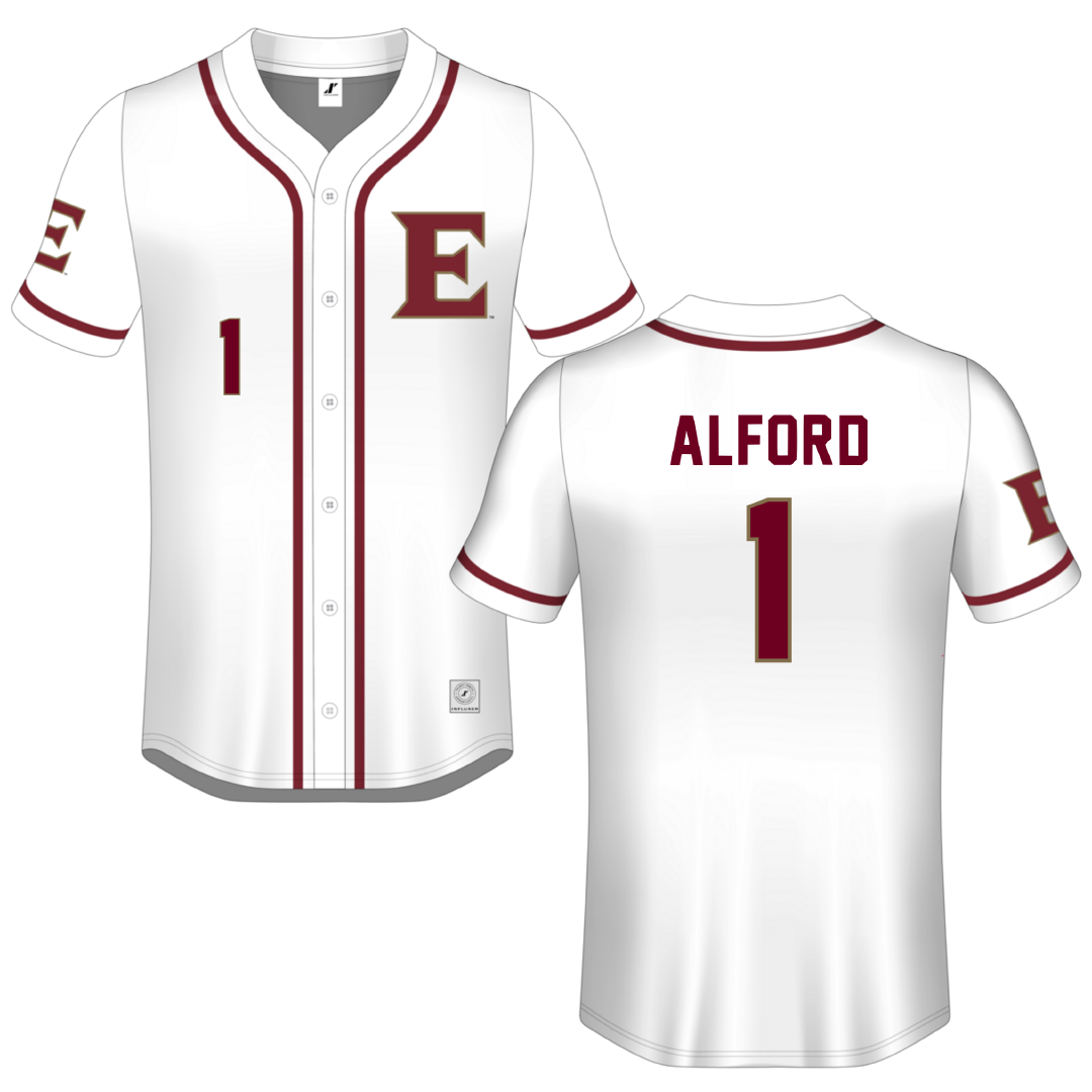 Elon University White Button-Down Jersey - #1 Jackson Alford