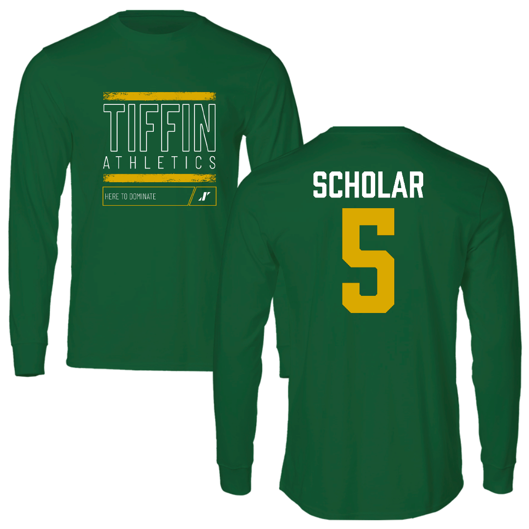 Tiffin University Lacrosse Green Dominate Performance Long Sleeve - #5 Wade Scholar