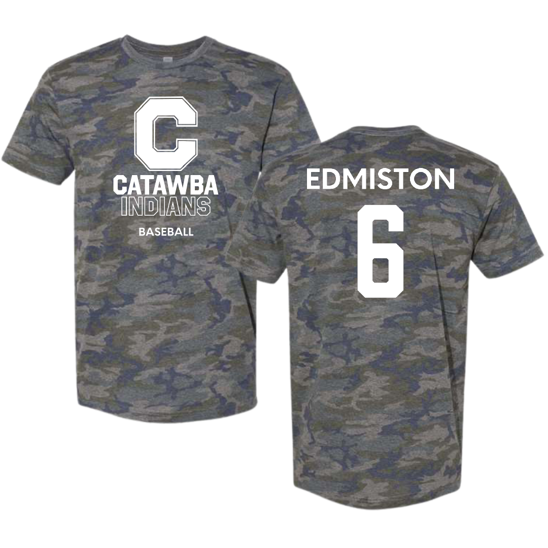 Catawba College Baseball Vintage Camo Tee - #6 Carson Edmiston