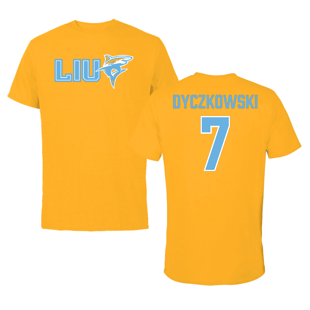 Long Island University Ice Hockey (W) Gold Tee - #7 Drew Dyczkowski