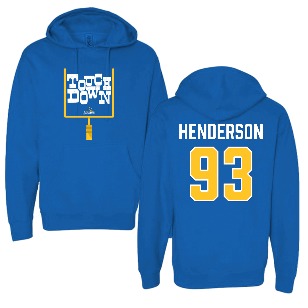 Texas A&M University-Kingsville Football Blue Touchdown Hoodie - #93 Xavier Henderson