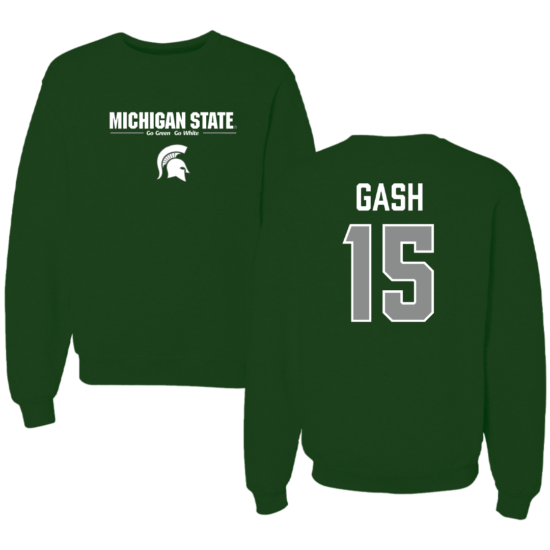 Michigan State University Football Forest Green General Crewneck - #15 Caleb Gash