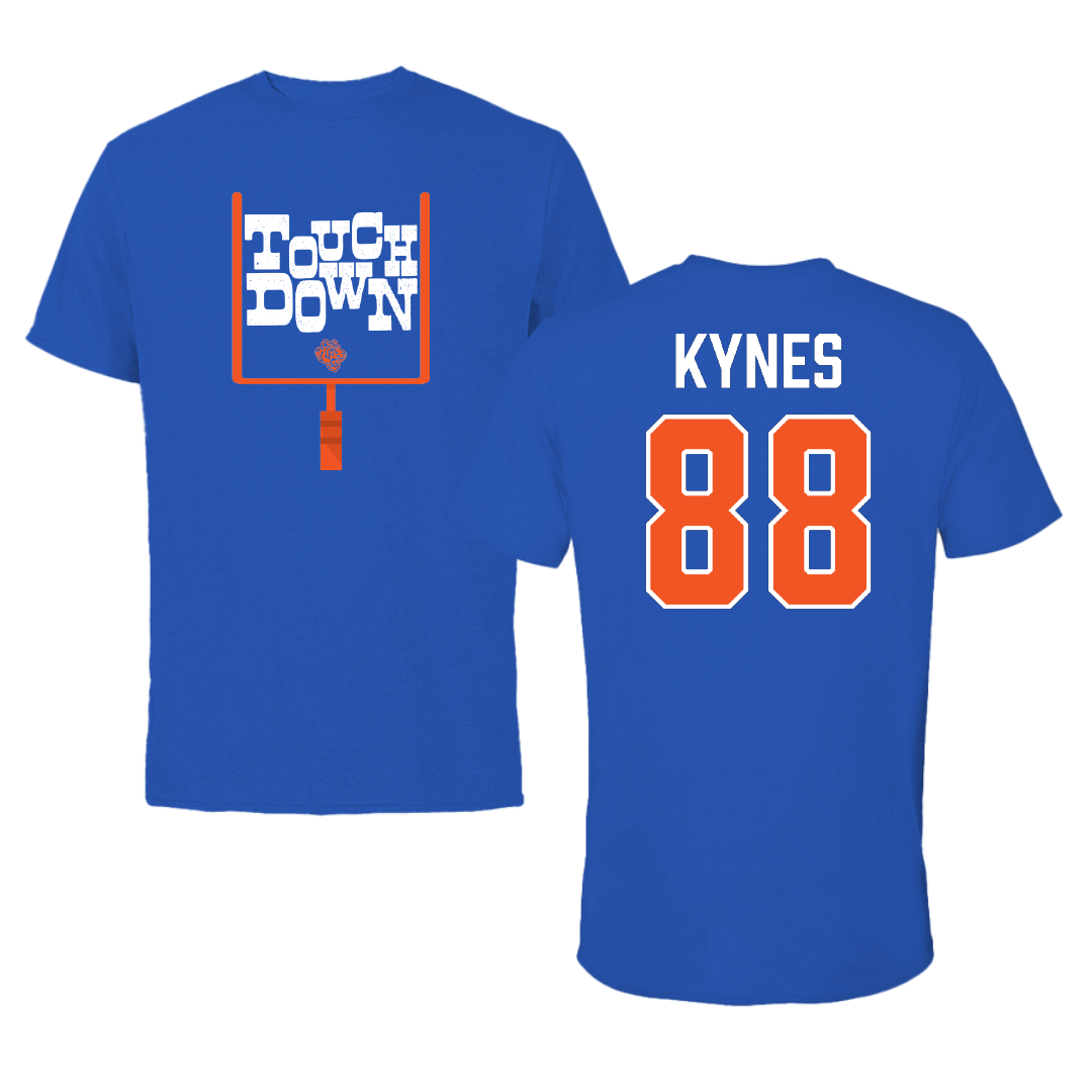 Savannah State University Football Blue Touchdown Performance Tee - #88 Ivan Kynes