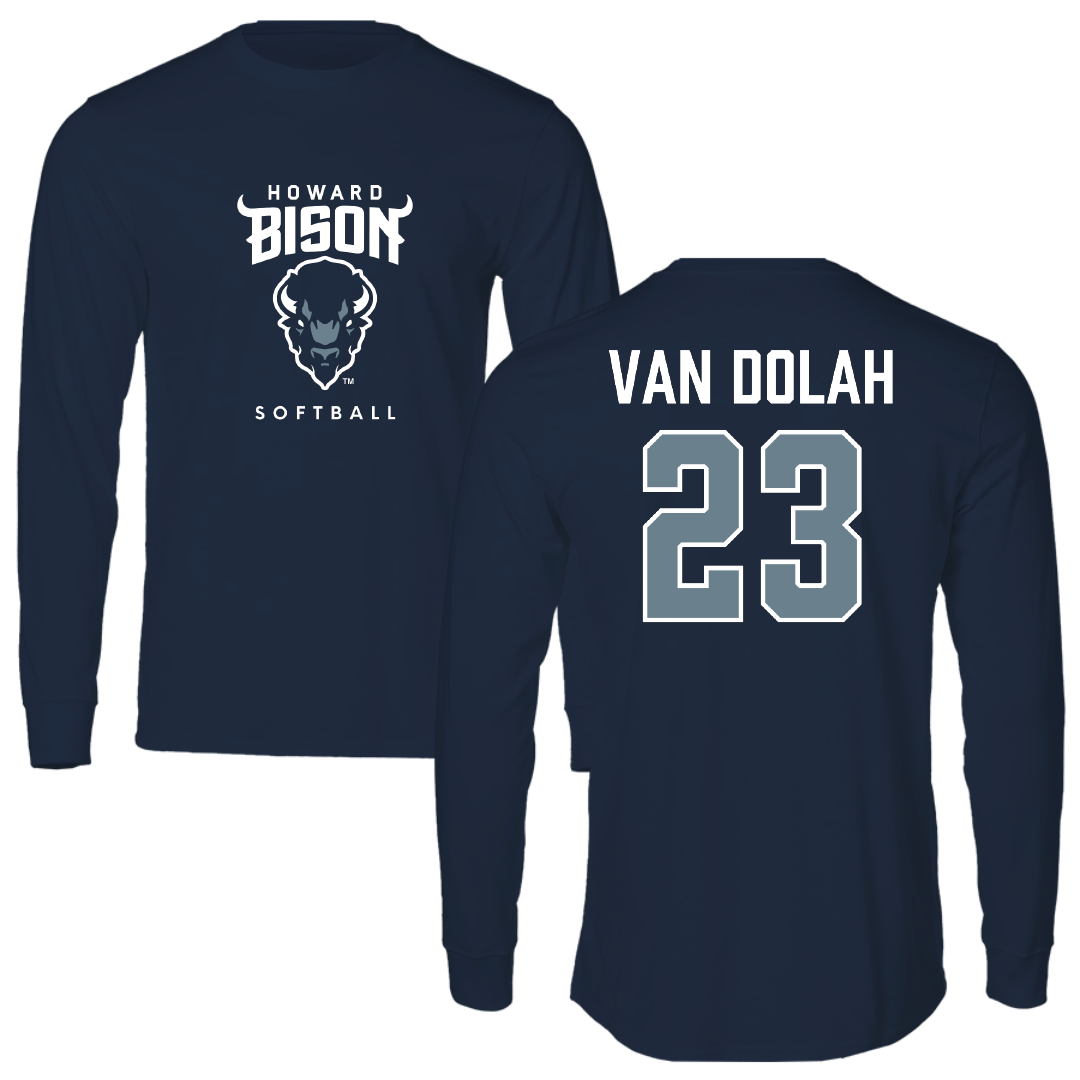 Howard University Softball Navy Performance Long Sleeve - #23 Madison Van Dolah