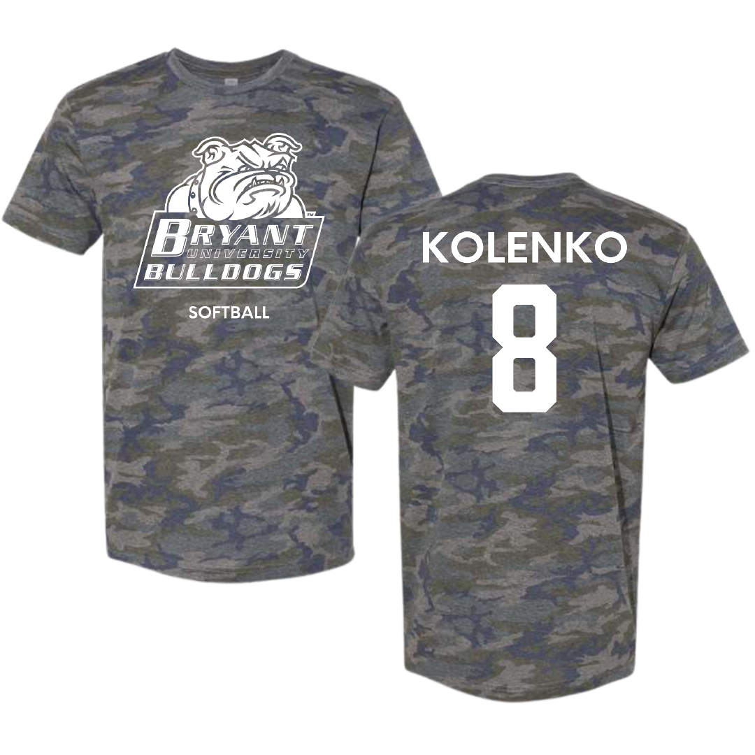 Bryant University Softball Vintage Camo Tee - #8 Ella Kolenko