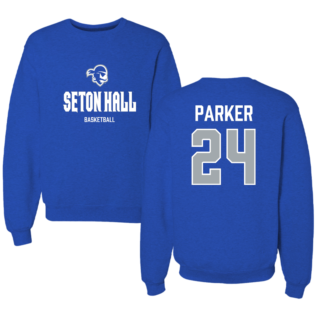 Seton Hall University Basketball (W) Blue Block Crewneck - #24 Ramani Parker