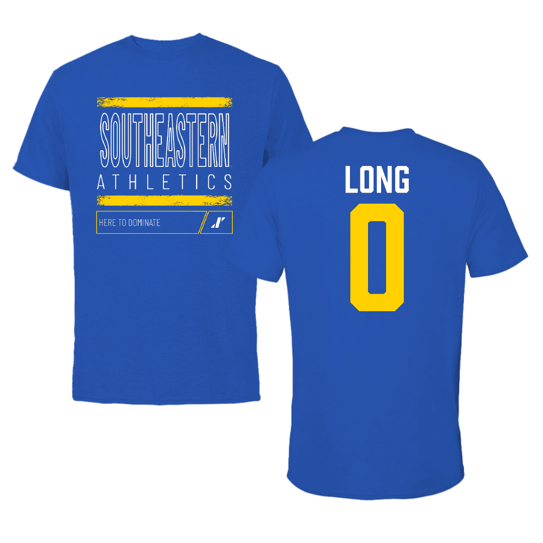 Southeastern Oklahoma State University Basketball Blue Dominate Tee - #0 Tyler Long