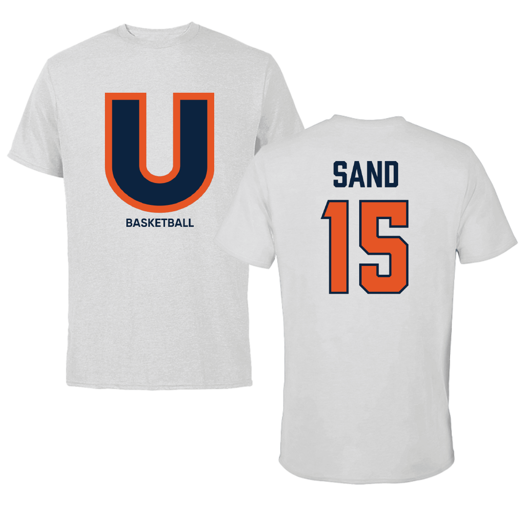 Utica University Basketball (M) Light Gray Performance Tee - #15 Joshua Sand