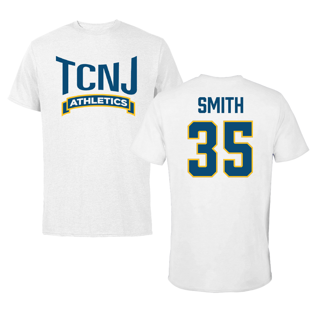 The College of New Jersey Baseball White Performance Tee - #35 Charles Smith