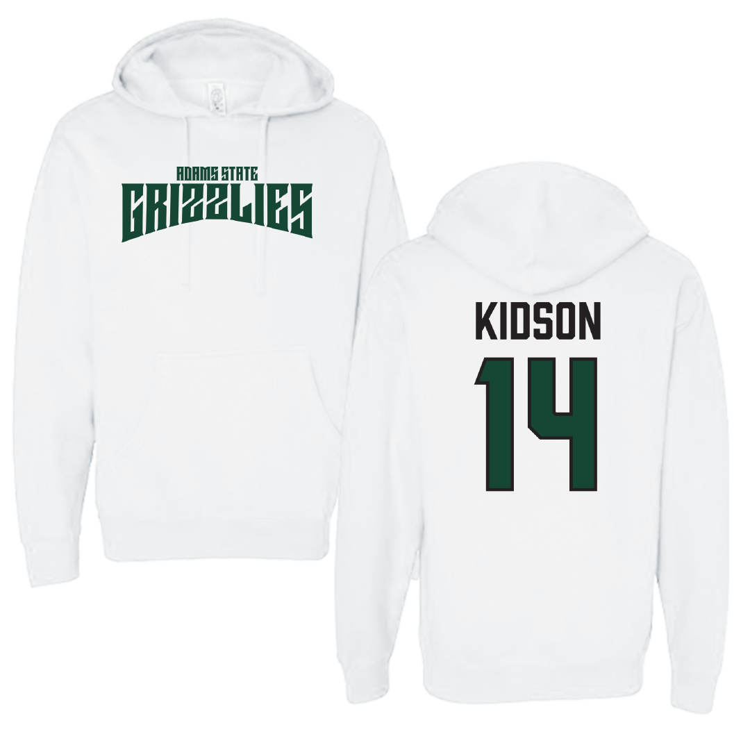 Adams State University Soccer White Classic Hoodie - #14 Eric Kidson