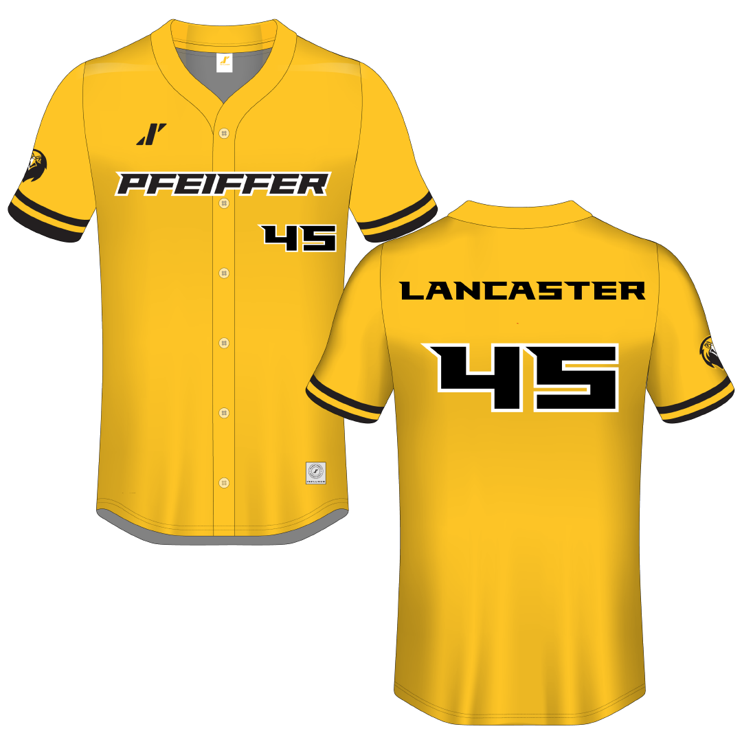 Pfeiffer University Gold Button-Down Jersey - #45 Jackson Lancaster