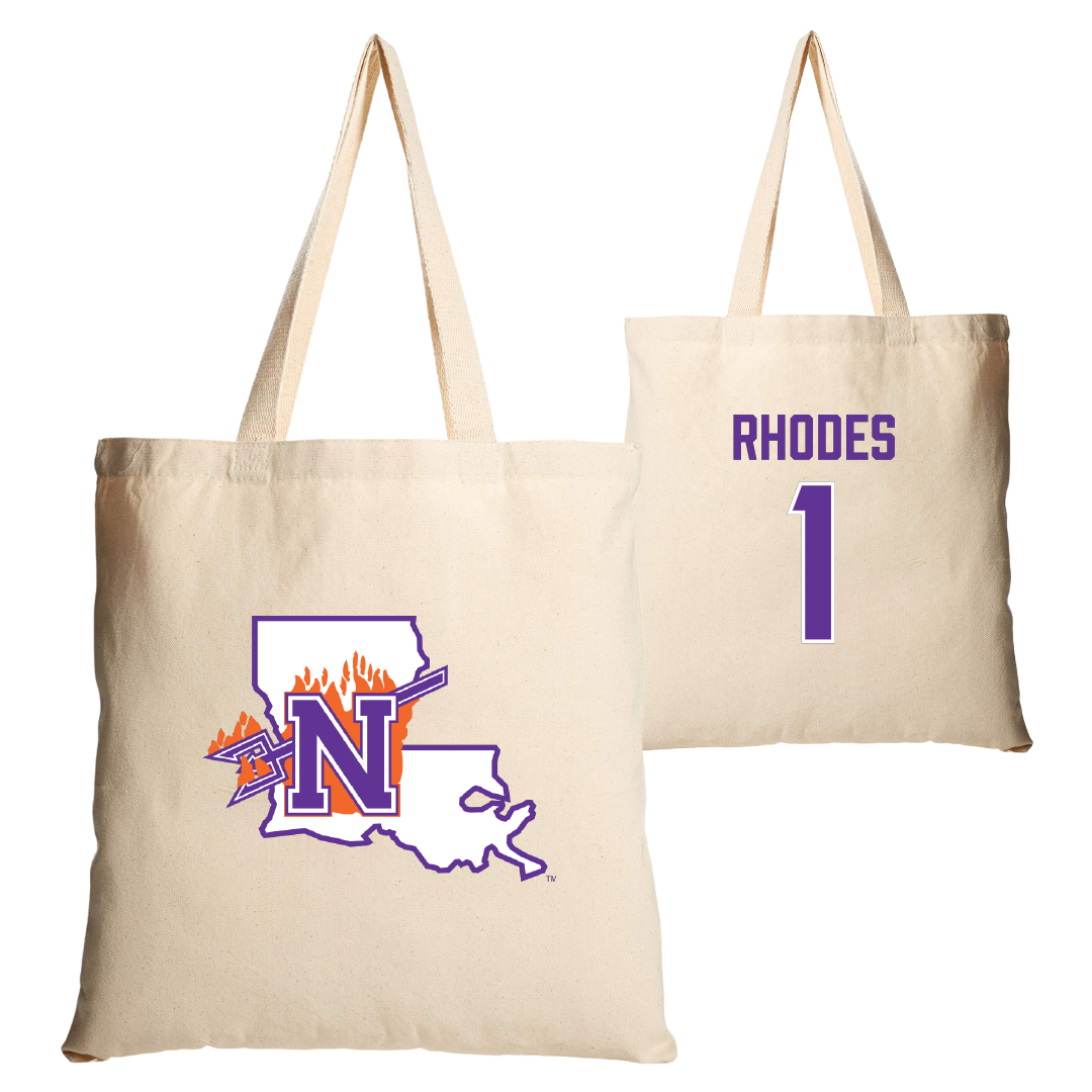 Northwestern State University Football Tan Canvas Tote Bag - #1 Dylan Rhodes