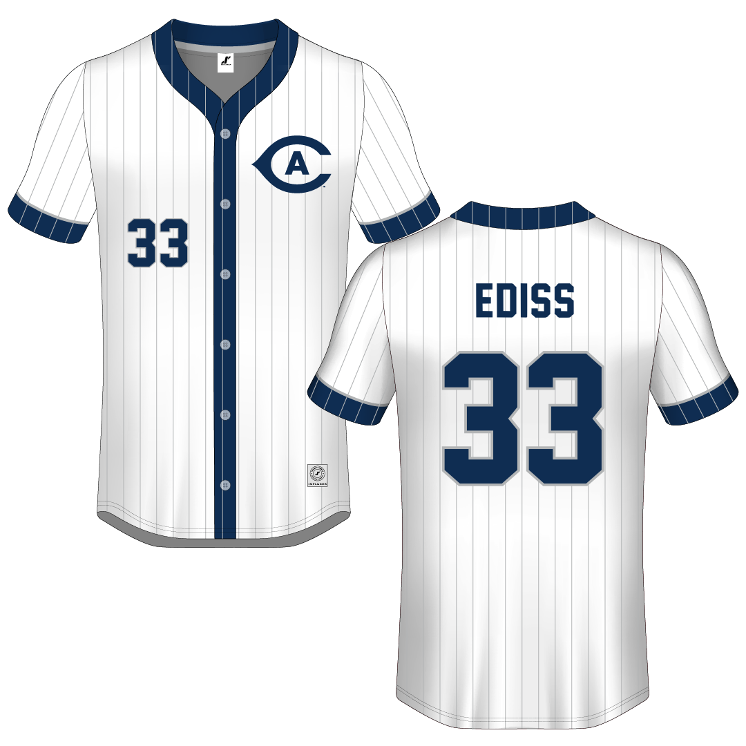 University of California-Davis White Button-Down Jersey - #33 Ellena Ediss