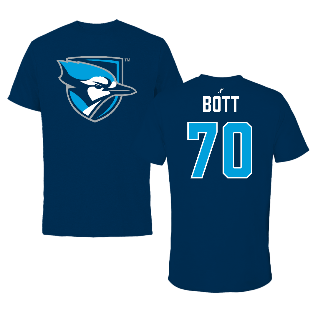 Elmhurst University Football Navy Mascot Tee - #70 Connor Bott