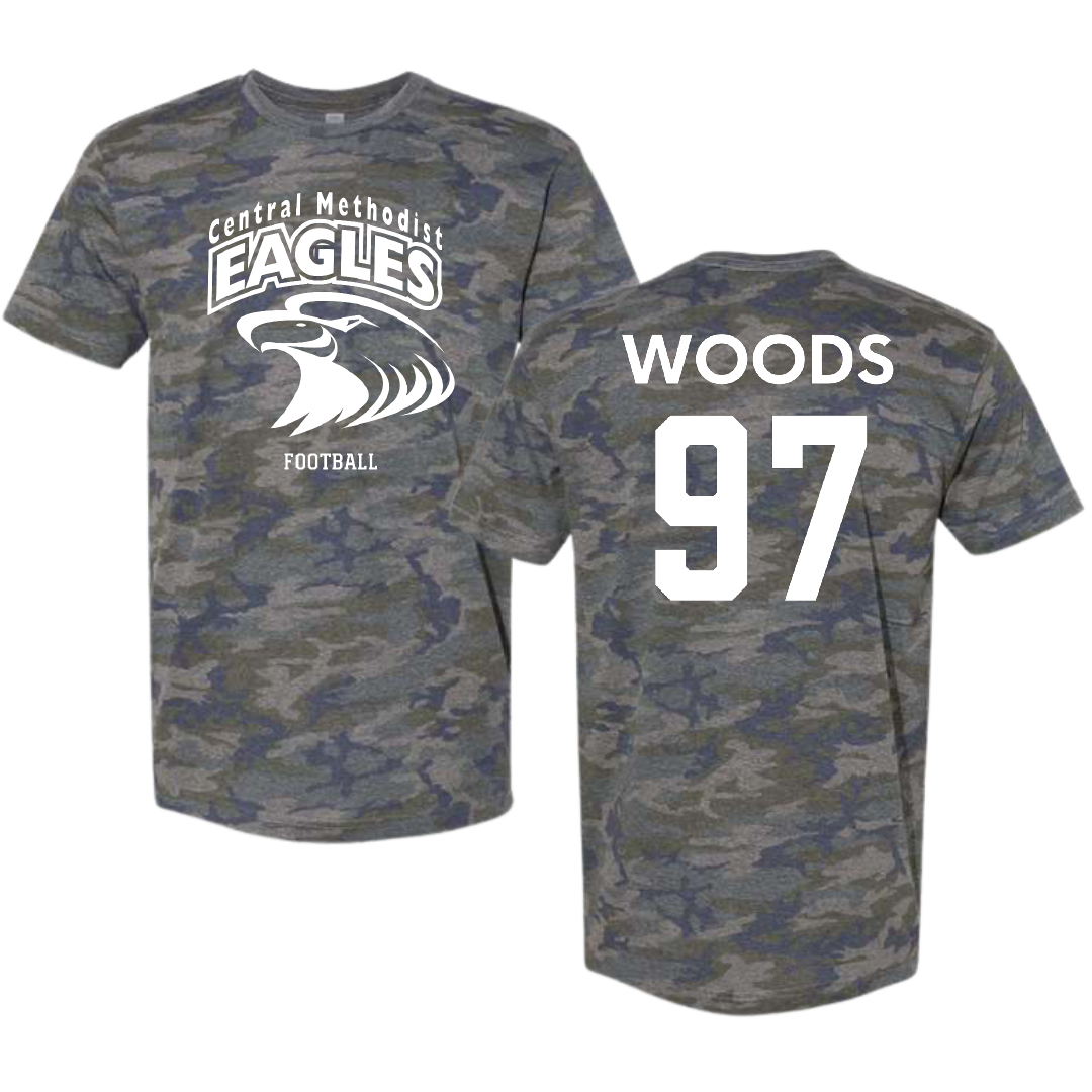 Central Methodist University Football Vintage Camo Tee - #97 Terrell Woods