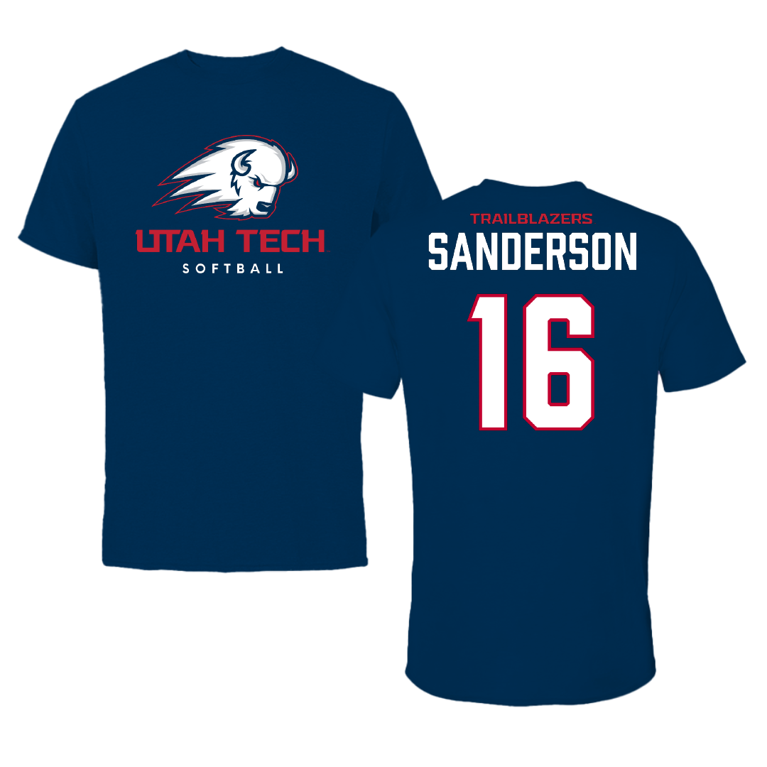 Utah Tech University Softball Navy Tee - #16 Summer Sanderson