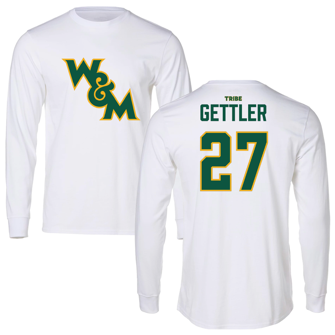 William & Mary Soccer (M) White Long Sleeve - #27 Reed Gettler