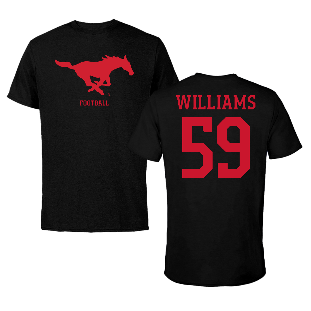 Southern Methodist University Football Black Performance Tee - #59 PJ Williams