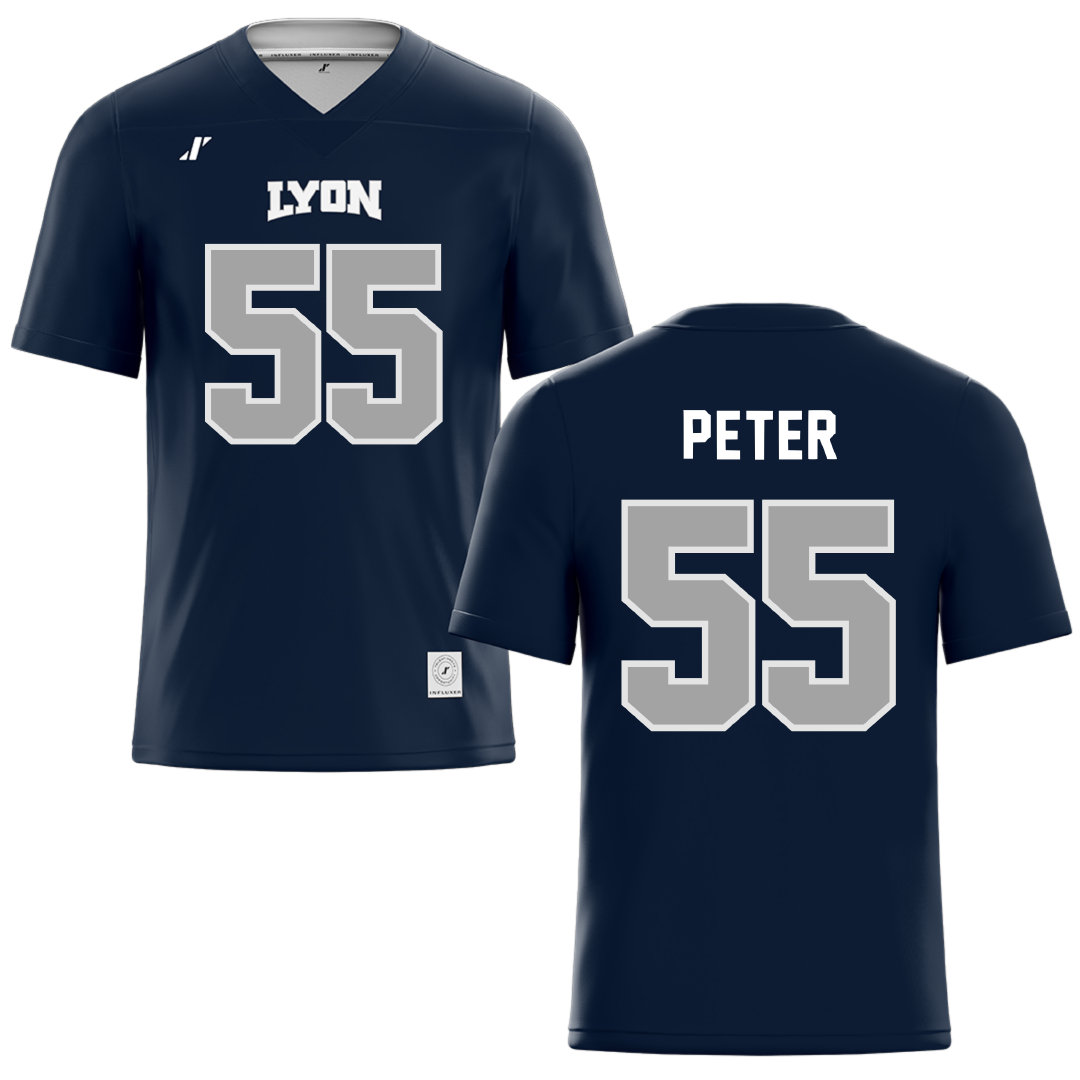 Lyon College Navy Football Jersey - #55 Jarrett Peter