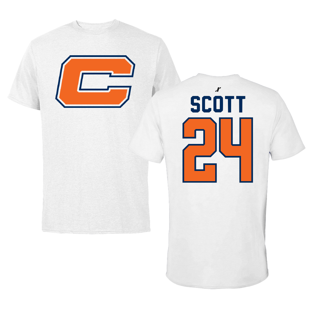 Carroll University Baseball White Performance Tee - #24 Lane Scott