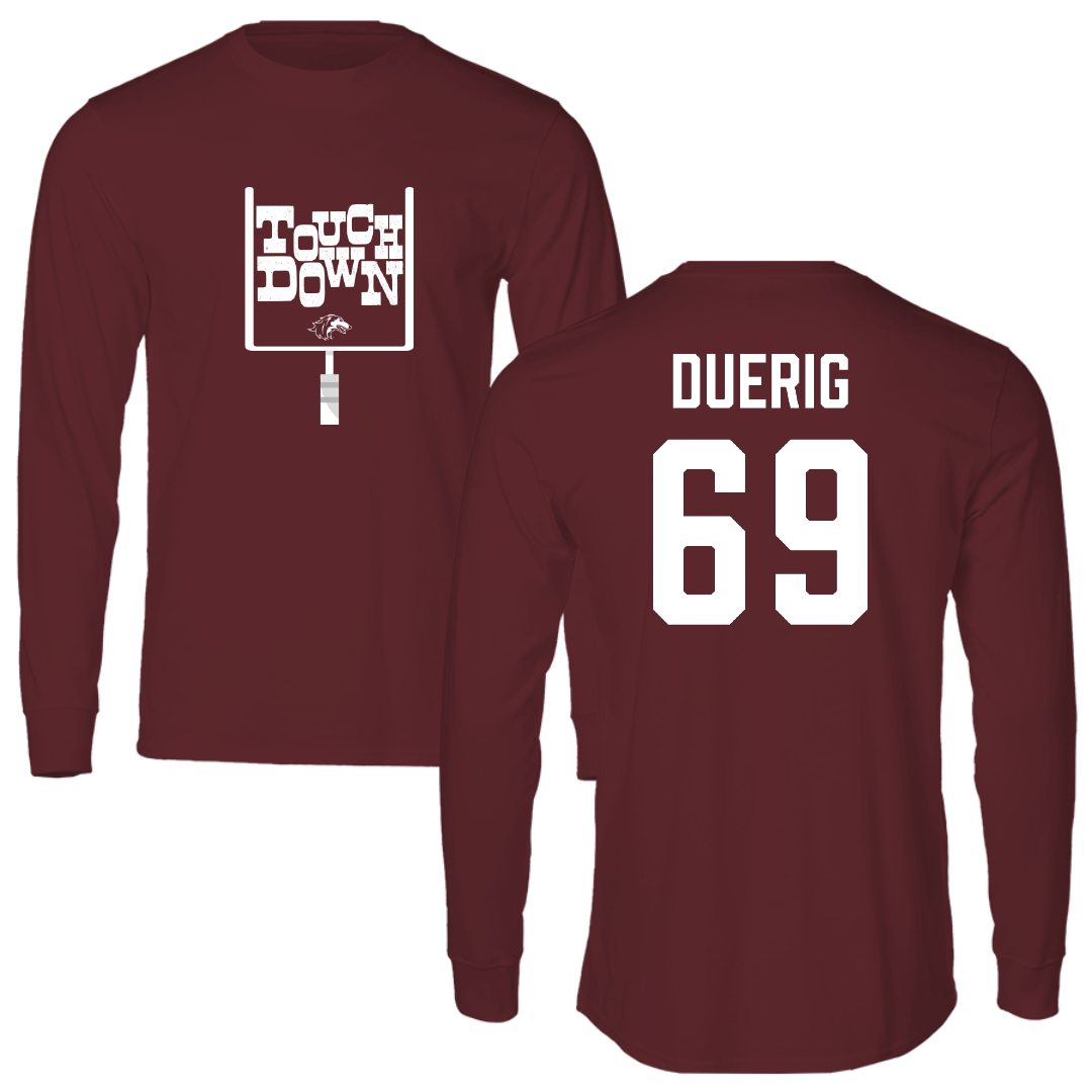 Southern Illinois University at Carbondale Football Maroon Touchdown Performance Long Sleeve - #69 Aidan Duerig